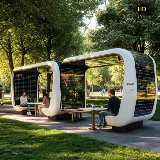 Conceito sugere energia gratuita nos parques urbanos por meio de paineis soláres instalados em cabines